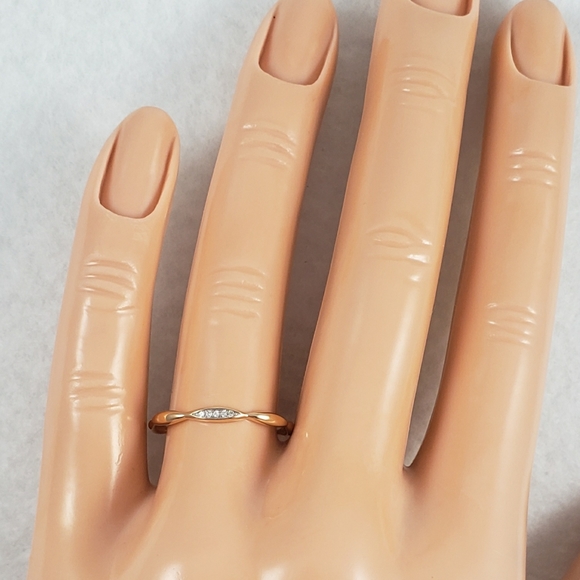 Delicate 14k Rose Gold & Diamonds Band - Picture 7 of 8